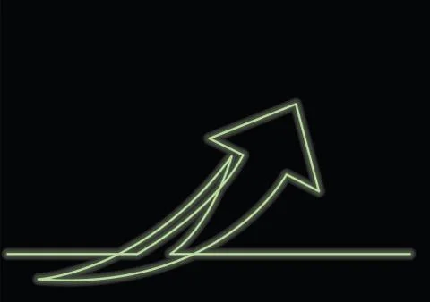 Continuous line drawing of arrow with neon vector effect Illustrazione stock