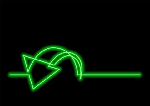 Continuous line drawing of arrow with neon vector effect Stock Illustration