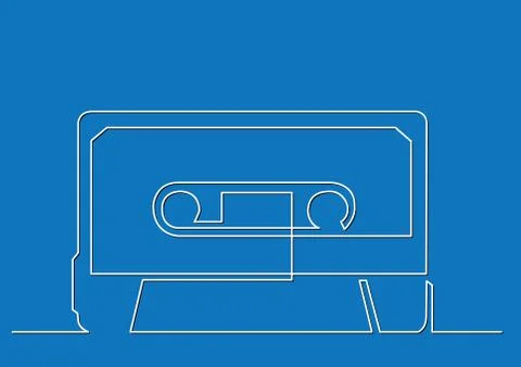 Continuous line drawing of audio cassette Stock Illustration