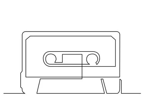 Continuous line drawing of audio cassette Stock Illustration