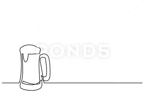 Continuous line drawing of beer mug: Graphic #98910693