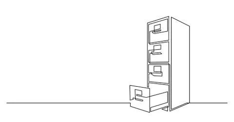 Continuous line drawing of big office file cabinet Stock Illustration