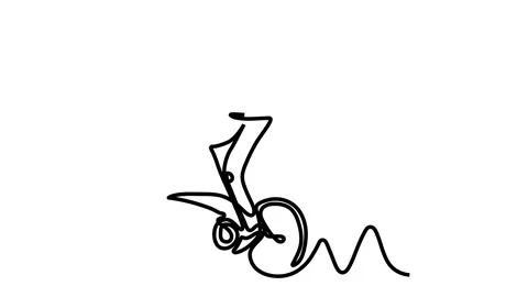 Continuous line drawing of biker, bmx, motocross bike or bicycle Athlete concept Stock Footage 143706900