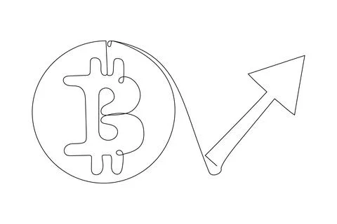 Continuous line drawing bitcoin crypto currency appreciation. Green Bitcoin i Stock Illustration
