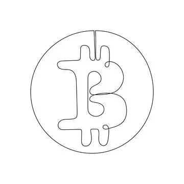 Continuous line drawing of bitcoin digital currency. Vector illustrations. Stock Illustration