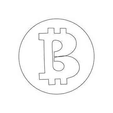 Continuous line drawing of bitcoin digital currency. Vector illustrations. Stock Illustration