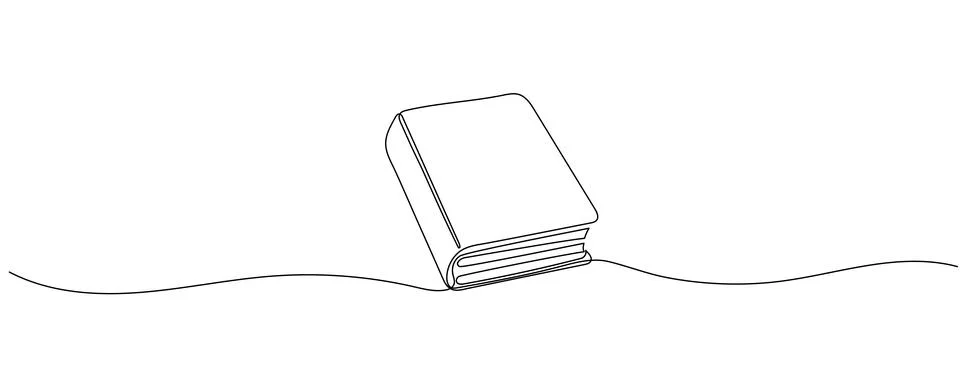 Continuous Line Drawing Of Book. One Line Of Book Have Been Open. Books Conti Stock Illustration