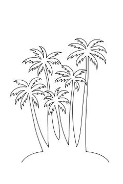 Continuous line drawing of a bunch of palm trees. Illustrazione stock