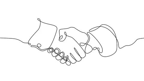Continuous line drawing Business concept deal deals handshake. Video stock 92122026