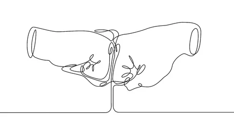 Continuous line drawing Business concept of fighting hands Stock Footage 92122038