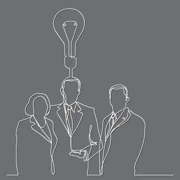 Continuous line drawing of business executives with idea Stock Illustration