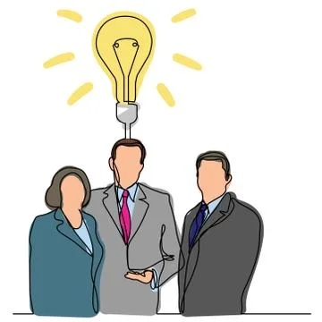 Continuous line drawing of business executives with idea Stock Illustration