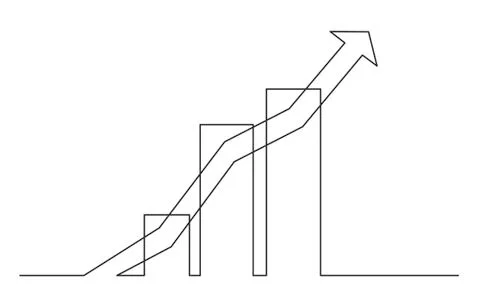 Continuous line drawing of business increasing graph Stock Illustration