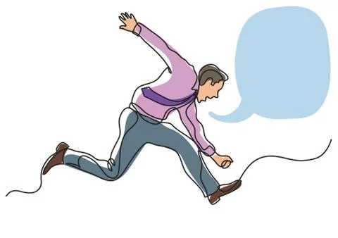Continuous line drawing of business situation - businessman running wild Stock Illustration