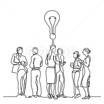 Continuous line drawing of business team discussion idea Stock Illustration