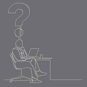 Continuous line drawing of businessman thinking about question Stock Illustration