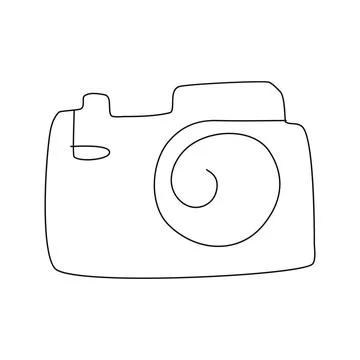 Continuous Line Drawing camera, photo. Trendy one line draw design vector ill Stock Illustration