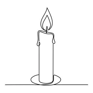 Continuous line drawing of candle. Candle one line icon. Editable stroke Stock Illustration