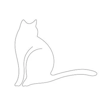 Continuous line drawing of a cat looking backwards Stock Illustration
