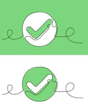 Continuous line drawing of check mark. 库存插图