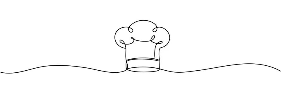 Continuous Line Drawing Of Chef Hat. One Line Of Chef Hat. Chef Hat Continu.. Stock Illustration