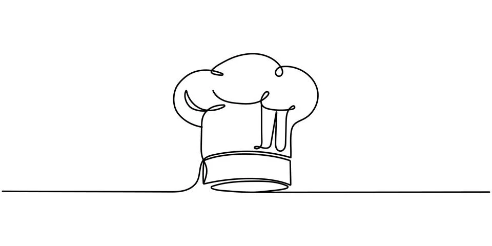 Continuous Line Drawing Of Chef Hat. One Line Of Chef Hat. Chef Hat Continu.. Stock Illustration