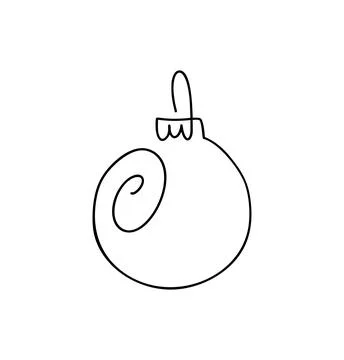 Continuous line drawing christmas ornament. Minimalist black vector line art Stock Illustration