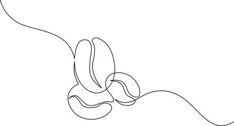 Continuous line drawing of coffee beans Illustrazione stock