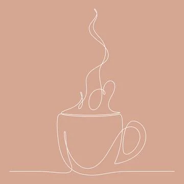 Continuous line drawing of a coffee cup vector illustration Stock Illustration