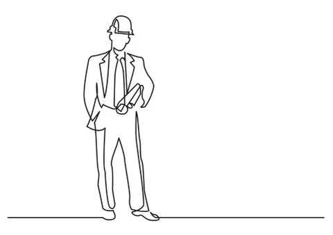 Continuous line drawing of - construction engineer 스톡 일러스트
