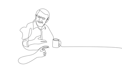 Continuous line drawing of a cup of coffee with a straw Stock Footage 265491301
