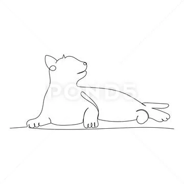 Continuous line drawing of a cute cat. Minimalism art. ~ Clip Art