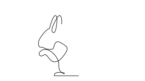 Continuous line drawing of cute rabbit vector illustration Stock Footage 143309803