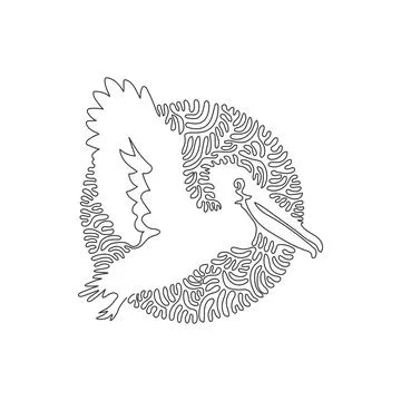 Continuous line drawing design illustration of pelicans have long beaks Stock Illustration