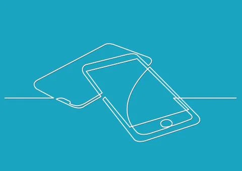 Continuous line drawing of digital devices Stock Illustration