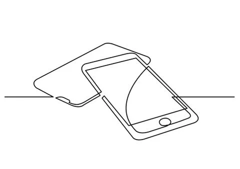 Continuous line drawing of digital devices Stock Illustration