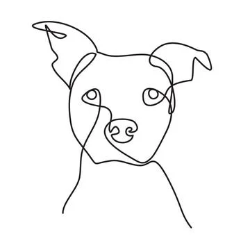 Continuous line drawing dog. Hand drawn line drawing with dog. Stock Illustration