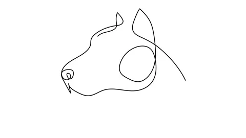 Continuous line drawing Dog posing, hand drawn minimalist style concept Pet frie 스톡 동영상 146714965