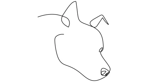 Continuous line drawing Dog posing, hand drawn minimalist style concept Pet frie 스톡 동영상 146714967