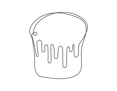 Continuous line drawing of an Easter Kulich cake with icing. Traditional Stock Illustration