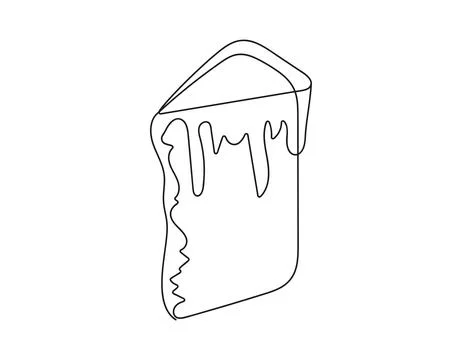 Continuous line drawing of Easter Kulich cake with icing. Slice of cupcake Stock Illustration