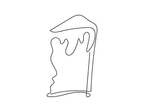 Continuous line drawing of Easter Kulich cake with icing. A slice of cupcake Illustrazione stock