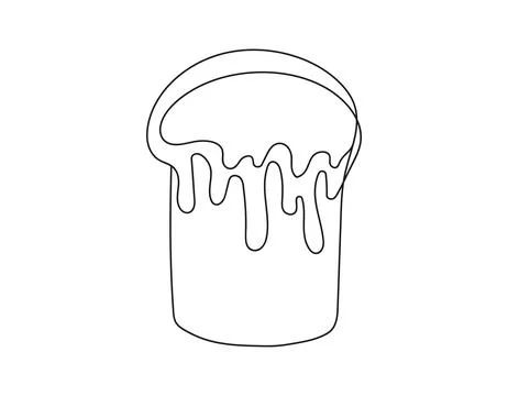 Continuous line drawing of an Easter Kulich cake with icing. Traditional Stock Illustration
