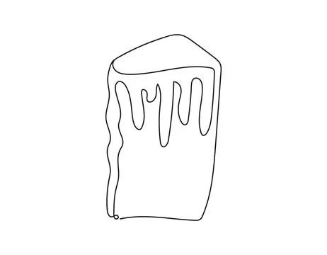 Continuous line drawing of Easter Kulich cake with icing. Slice of cupcake Illustrazione stock