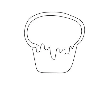 Continuous line drawing of an Easter Kulich cake with icing. Traditional Stock Illustration
