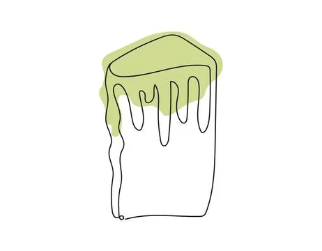 Continuous line drawing of Easter Kulich cake with colored icing. Slice of .. Stock Illustration