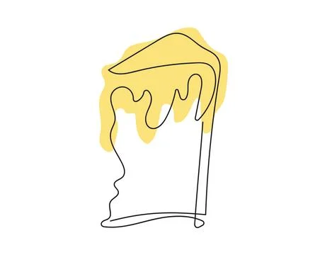 Continuous line drawing of Easter Kulich cake with colored icing. Slice of Stock Illustration