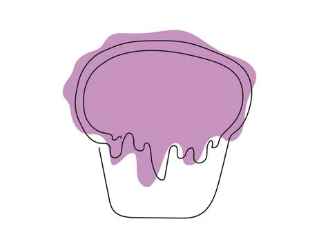 Continuous line drawing of Easter Kulich cake with colored icing. Traditional Stock Illustration