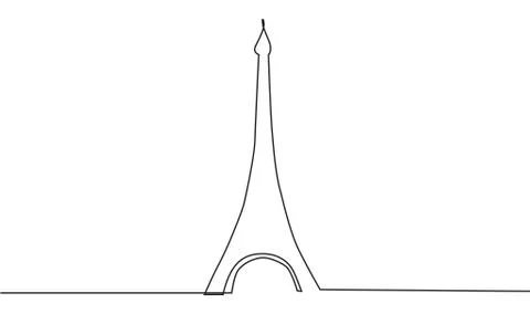 Continuous line drawing of the Eiffel Tower in Paris attractions illustration 스톡 일러스트