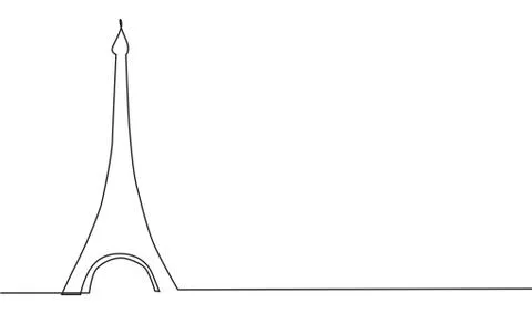Continuous line drawing of the Eiffel Tower in Paris attractions illustration Illustrazione stock